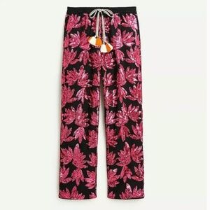 J.Crew Collection High-Rise Cotton-Poplin Pant with Sequins Size 10